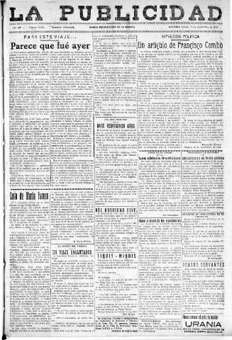 'La publicidad  : diario de avisos noticias y telegramas. Eco fiel de la opinión y verdadero defensor de los intereses morales y materiales de Granada y su provincia' - Año LII Número 23434  - 1932 Septiembre 17