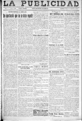 'La publicidad  : diario de avisos noticias y telegramas. Eco fiel de la opinión y verdadero defensor de los intereses morales y materiales de Granada y su provincia' - Año LII Número 33441  - 1932 Septiembre 25