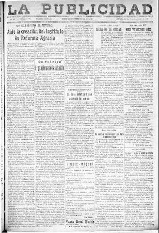 'La publicidad  : diario de avisos noticias y telegramas. Eco fiel de la opinión y verdadero defensor de los intereses morales y materiales de Granada y su provincia' - Año LII Número 33442  - 1932 Septiembre 27