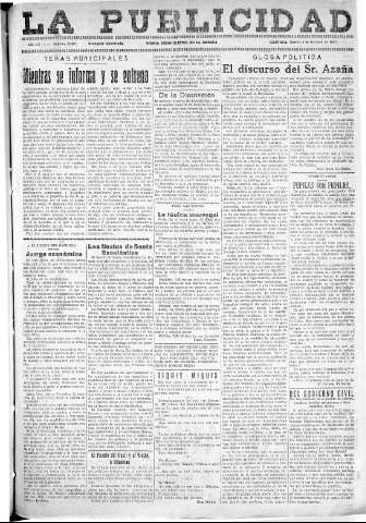 'La publicidad  : diario de avisos noticias y telegramas. Eco fiel de la opinión y verdadero defensor de los intereses morales y materiales de Granada y su provincia' - Año LII Número 33447  - 1932 Octubre 04