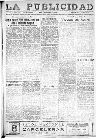 'La publicidad  : diario de avisos noticias y telegramas. Eco fiel de la opinión y verdadero defensor de los intereses morales y materiales de Granada y su provincia' - Año LII Número 33449  - 1932 Octubre 06