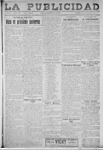 'La publicidad  : diario de avisos noticias y telegramas. Eco fiel de la opinión y verdadero defensor de los intereses morales y materiales de Granada y su provincia' - Año LII Número 33459  - 1932 Octubre 18