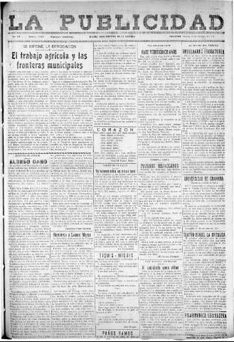 'La publicidad  : diario de avisos noticias y telegramas. Eco fiel de la opinión y verdadero defensor de los intereses morales y materiales de Granada y su provincia' - Año LII Número 33463  - 1932 Octubre 22