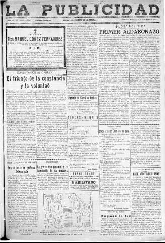 'La publicidad  : diario de avisos noticias y telegramas. Eco fiel de la opinión y verdadero defensor de los intereses morales y materiales de Granada y su provincia' - Año LII Número 33479  - 1932 Noviembre 20