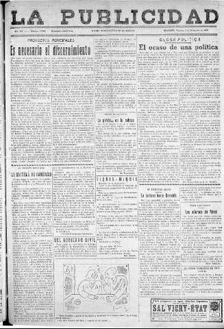 'La publicidad  : diario de avisos noticias y telegramas. Eco fiel de la opinión y verdadero defensor de los intereses morales y materiales de Granada y su provincia' - Año LII Número 33489  - 1932 Diciembre 02
