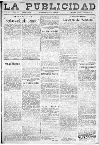 'La publicidad  : diario de avisos noticias y telegramas. Eco fiel de la opinión y verdadero defensor de los intereses morales y materiales de Granada y su provincia' - Año LII Número 33499  - 1932 Diciembre 14