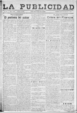 'La publicidad  : diario de avisos noticias y telegramas. Eco fiel de la opinión y verdadero defensor de los intereses morales y materiales de Granada y su provincia' - Año LII Número 33501  - 1932 Diciembre 16