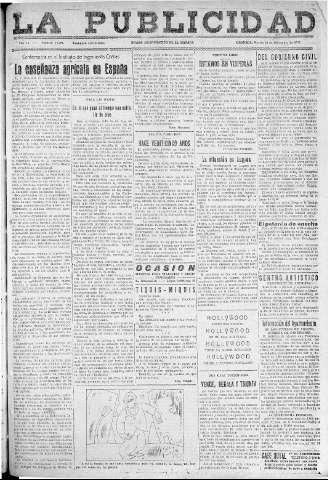 'La publicidad  : diario de avisos noticias y telegramas. Eco fiel de la opinión y verdadero defensor de los intereses morales y materiales de Granada y su provincia' - Año LII Número 33504  - 1932 Diciembre 20