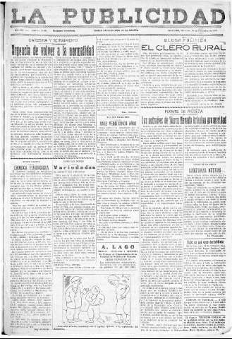'La publicidad  : diario de avisos noticias y telegramas. Eco fiel de la opinión y verdadero defensor de los intereses morales y materiales de Granada y su provincia' - Año LII Número 33509  - 1932 Diciembre 28