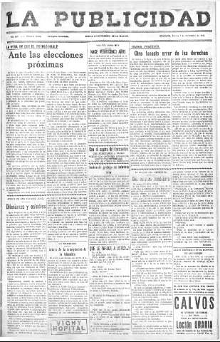 'La publicidad  : diario de avisos noticias y telegramas. Eco fiel de la opinión y verdadero defensor de los intereses morales y materiales de Granada y su provincia' - Año LIV Número 18459  - 1935 Noviembre 07