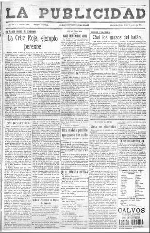 'La publicidad  : diario de avisos noticias y telegramas. Eco fiel de la opinión y verdadero defensor de los intereses morales y materiales de Granada y su provincia' - Año LIV Número 18463  - 1935 Noviembre 12