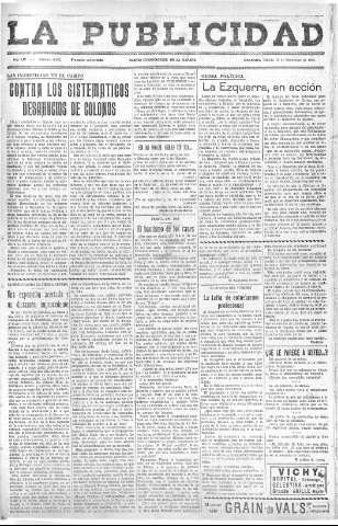 'La publicidad  : diario de avisos noticias y telegramas. Eco fiel de la opinión y verdadero defensor de los intereses morales y materiales de Granada y su provincia' - Año LIV Número 18467  - 1935 Noviembre 16
