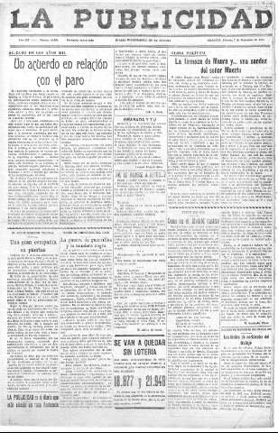 'La publicidad  : diario de avisos noticias y telegramas. Eco fiel de la opinión y verdadero defensor de los intereses morales y materiales de Granada y su provincia' - Año LIV Número 18485  - 1935 Diciembre 07