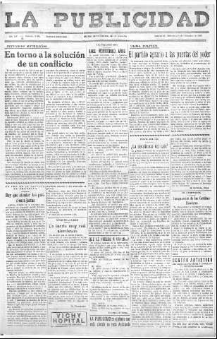 'La publicidad  : diario de avisos noticias y telegramas. Eco fiel de la opinión y verdadero defensor de los intereses morales y materiales de Granada y su provincia' - Año LIV Número 18488  - 1935 Diciembre 11