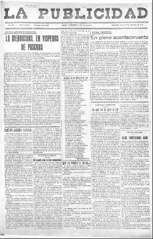 'La publicidad  : diario de avisos noticias y telegramas. Eco fiel de la opinión y verdadero defensor de los intereses morales y materiales de Granada y su provincia' - Año LIV Número 18489  - 1935 Diciembre 12