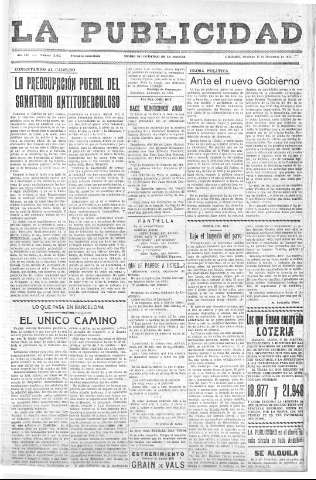 'La publicidad  : diario de avisos noticias y telegramas. Eco fiel de la opinión y verdadero defensor de los intereses morales y materiales de Granada y su provincia' - Año LIV Número 18492  - 1935 Diciembre 15