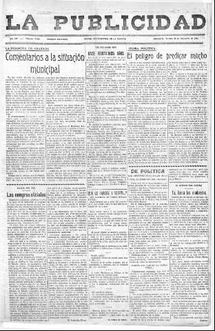 'La publicidad  : diario de avisos noticias y telegramas. Eco fiel de la opinión y verdadero defensor de los intereses morales y materiales de Granada y su provincia' - Año LIV Número 18496  - 1935 Diciembre 20