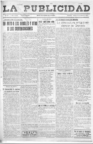 'La publicidad  : diario de avisos noticias y telegramas. Eco fiel de la opinión y verdadero defensor de los intereses morales y materiales de Granada y su provincia' - Año LIV Número 18498  - 1935 Diciembre 22