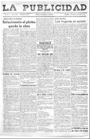 'La publicidad  : diario de avisos noticias y telegramas. Eco fiel de la opinión y verdadero defensor de los intereses morales y materiales de Granada y su provincia' - Año LIV Número 18503  - 1935 Diciembre 29
