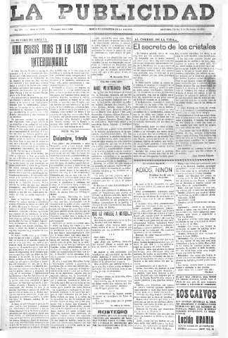 'La publicidad  : diario de avisos noticias y telegramas. Eco fiel de la opinión y verdadero defensor de los intereses morales y materiales de Granada y su provincia' - Año LIV Número 18504  - 1935 Diciembre 31