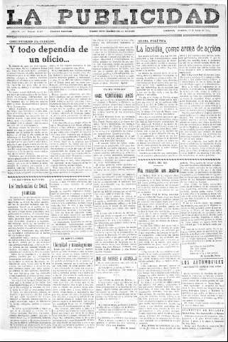 'La publicidad  : diario de avisos noticias y telegramas. Eco fiel de la opinión y verdadero defensor de los intereses morales y materiales de Granada y su provincia' - Año LV Número 18515  - 1936 Enero 12