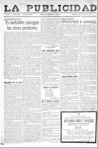 'La publicidad  : diario de avisos noticias y telegramas. Eco fiel de la opinión y verdadero defensor de los intereses morales y materiales de Granada y su provincia' - Año LV Número 18517  - 1936 Enero 15