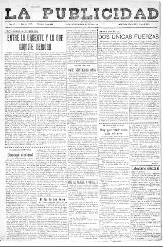 'La publicidad  : diario de avisos noticias y telegramas. Eco fiel de la opinión y verdadero defensor de los intereses morales y materiales de Granada y su provincia' - Año LV Número 18520  - 1936 Enero 18