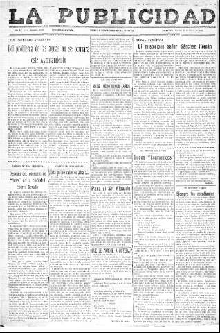 'La publicidad  : diario de avisos noticias y telegramas. Eco fiel de la opinión y verdadero defensor de los intereses morales y materiales de Granada y su provincia' - Año LV Número 18522  - 1936 Enero 21