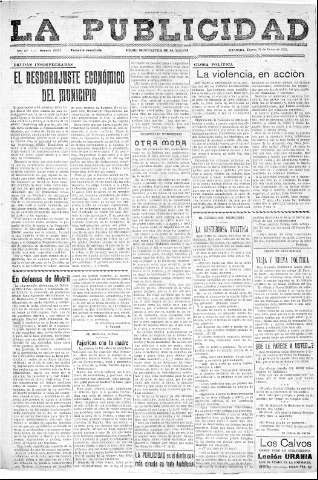 'La publicidad  : diario de avisos noticias y telegramas. Eco fiel de la opinión y verdadero defensor de los intereses morales y materiales de Granada y su provincia' - Año LV Número 18524  - 1936 Enero 23