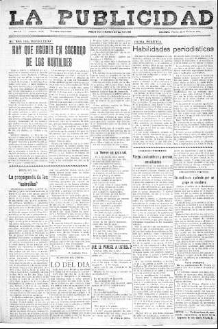 'La publicidad  : diario de avisos noticias y telegramas. Eco fiel de la opinión y verdadero defensor de los intereses morales y materiales de Granada y su provincia' - Año LV Número 18525  - 1936 Enero 24