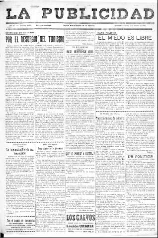 'La publicidad  : diario de avisos noticias y telegramas. Eco fiel de la opinión y verdadero defensor de los intereses morales y materiales de Granada y su provincia' - Año LV Número 18537  - 1936 Febrero 07
