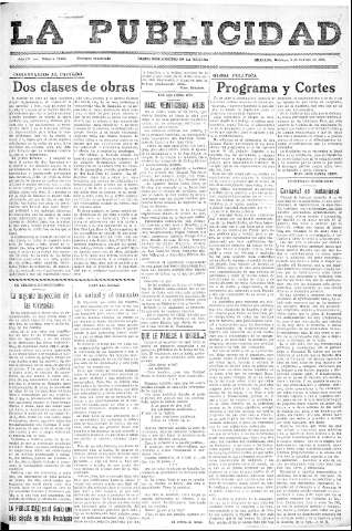 'La publicidad  : diario de avisos noticias y telegramas. Eco fiel de la opinión y verdadero defensor de los intereses morales y materiales de Granada y su provincia' - Año LV Número 18539  - 1936 Febrero 09