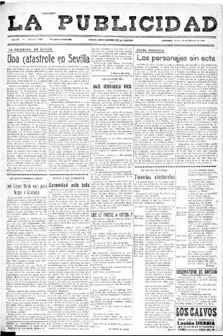 'La publicidad  : diario de avisos noticias y telegramas. Eco fiel de la opinión y verdadero defensor de los intereses morales y materiales de Granada y su provincia' - Año LV Número 18548  - 1936 Febrero 20