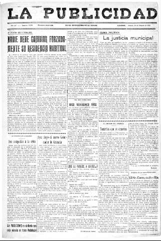 'La publicidad  : diario de avisos noticias y telegramas. Eco fiel de la opinión y verdadero defensor de los intereses morales y materiales de Granada y su provincia' - Año LV Número 18550  - 1936 Febrero 22