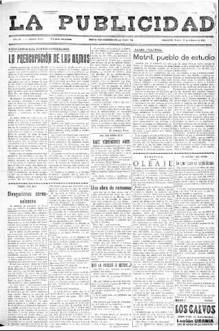 'La publicidad  : diario de avisos noticias y telegramas. Eco fiel de la opinión y verdadero defensor de los intereses morales y materiales de Granada y su provincia' - Año LV Número 18552  - 1936 Febrero 25