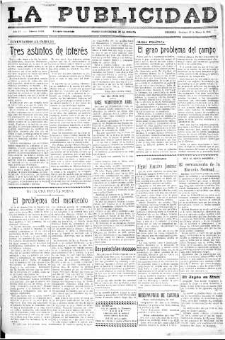 'La publicidad  : diario de avisos noticias y telegramas. Eco fiel de la opinión y verdadero defensor de los intereses morales y materiales de Granada y su provincia' - Año LV Número 18567  - 1936 Marzo 15