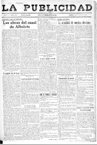 'La publicidad  : diario de avisos noticias y telegramas. Eco fiel de la opinión y verdadero defensor de los intereses morales y materiales de Granada y su provincia' - Año LV Número 18570  - 1936 Marzo 19