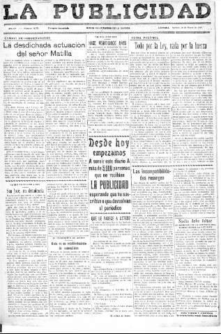 'La publicidad  : diario de avisos noticias y telegramas. Eco fiel de la opinión y verdadero defensor de los intereses morales y materiales de Granada y su provincia' - Año LV Número 18571  - 1936 Marzo 20