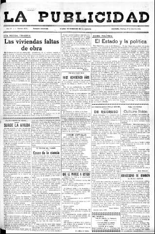 'La publicidad  : diario de avisos noticias y telegramas. Eco fiel de la opinión y verdadero defensor de los intereses morales y materiales de Granada y su provincia' - Año LV Número 18595  - 1936 Abril 19