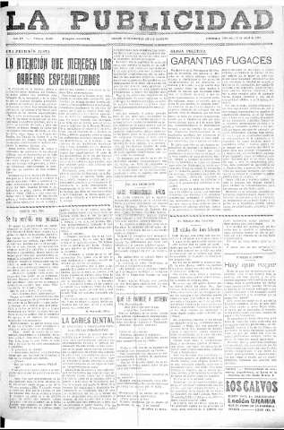'La publicidad  : diario de avisos noticias y telegramas. Eco fiel de la opinión y verdadero defensor de los intereses morales y materiales de Granada y su provincia' - Año LV Número 18603  - 1936 Abril 29