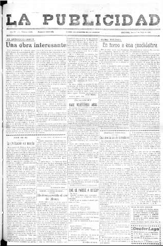 'La publicidad  : diario de avisos noticias y telegramas. Eco fiel de la opinión y verdadero defensor de los intereses morales y materiales de Granada y su provincia' - Año LV Número 18609  - 1936 Mayo 07