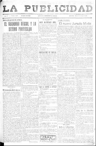 'La publicidad  : diario de avisos noticias y telegramas. Eco fiel de la opinión y verdadero defensor de los intereses morales y materiales de Granada y su provincia' - Año LV Número 18627  - 1936 Mayo 28