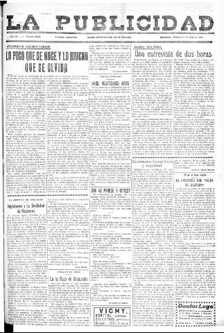 'La publicidad  : diario de avisos noticias y telegramas. Eco fiel de la opinión y verdadero defensor de los intereses morales y materiales de Granada y su provincia' - Año LV Número 18630  - 1936 Mayo 31