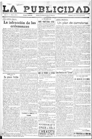 'La publicidad  : diario de avisos noticias y telegramas. Eco fiel de la opinión y verdadero defensor de los intereses morales y materiales de Granada y su provincia' - Año LV Número 18639  - 1936 Junio 11