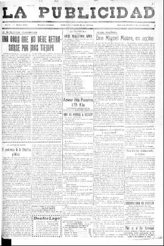 'La publicidad  : diario de avisos noticias y telegramas. Eco fiel de la opinión y verdadero defensor de los intereses morales y materiales de Granada y su provincia' - Año LV Número 18643  - 1936 Junio 17