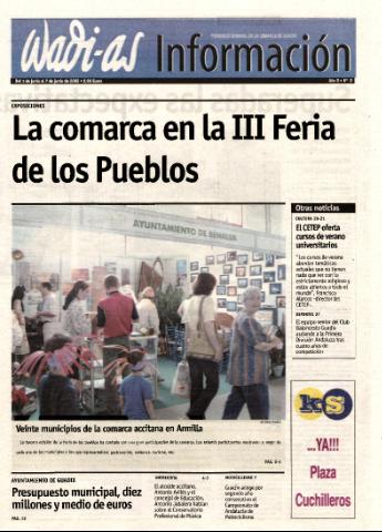 'Wadi-as información : periódico semanal de la comarca de Guadix.' - Año 0 Número 8 - 2002 junio 1