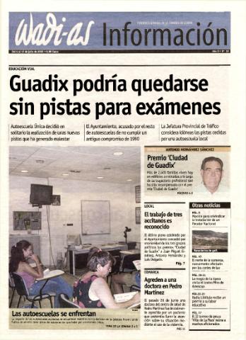 'Wadi-as información : periódico semanal de la comarca de Guadix.' - Año 0 Número 13 - 2002 julio 6