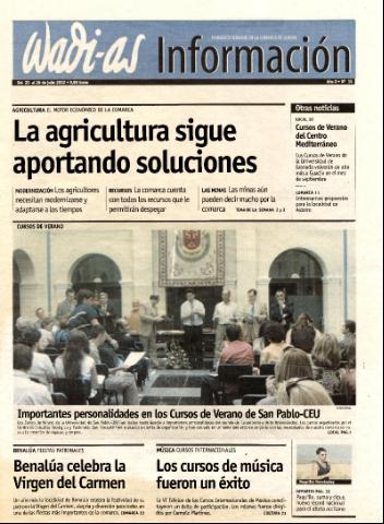'Wadi-as información : periódico semanal de la comarca de Guadix.' - Año 0 Número 15 - 2002 julio 20