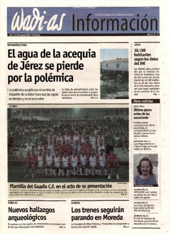 'Wadi-as información : periódico semanal de la comarca de Guadix.' - Año 0 Número 17 - 2002 agosto 3