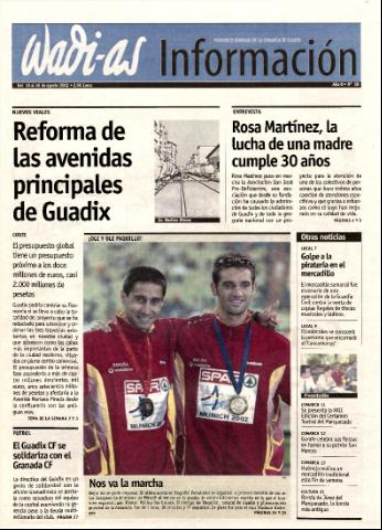 'Wadi-as información : periódico semanal de la comarca de Guadix.' - Año 0 Número 18 - 2002 agosto 10